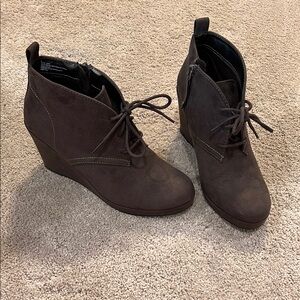 Women's Grey/Brown Wedge Ankle Boots